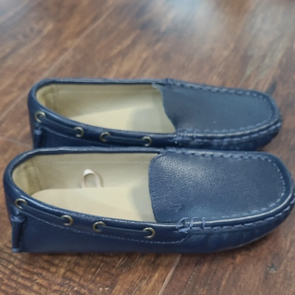 Janie and Jack Navy Blue Leather Slip-On Loafers Size 11 Kids